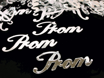 Prom Word Confetti, SIlver Available by the Packet or Pound